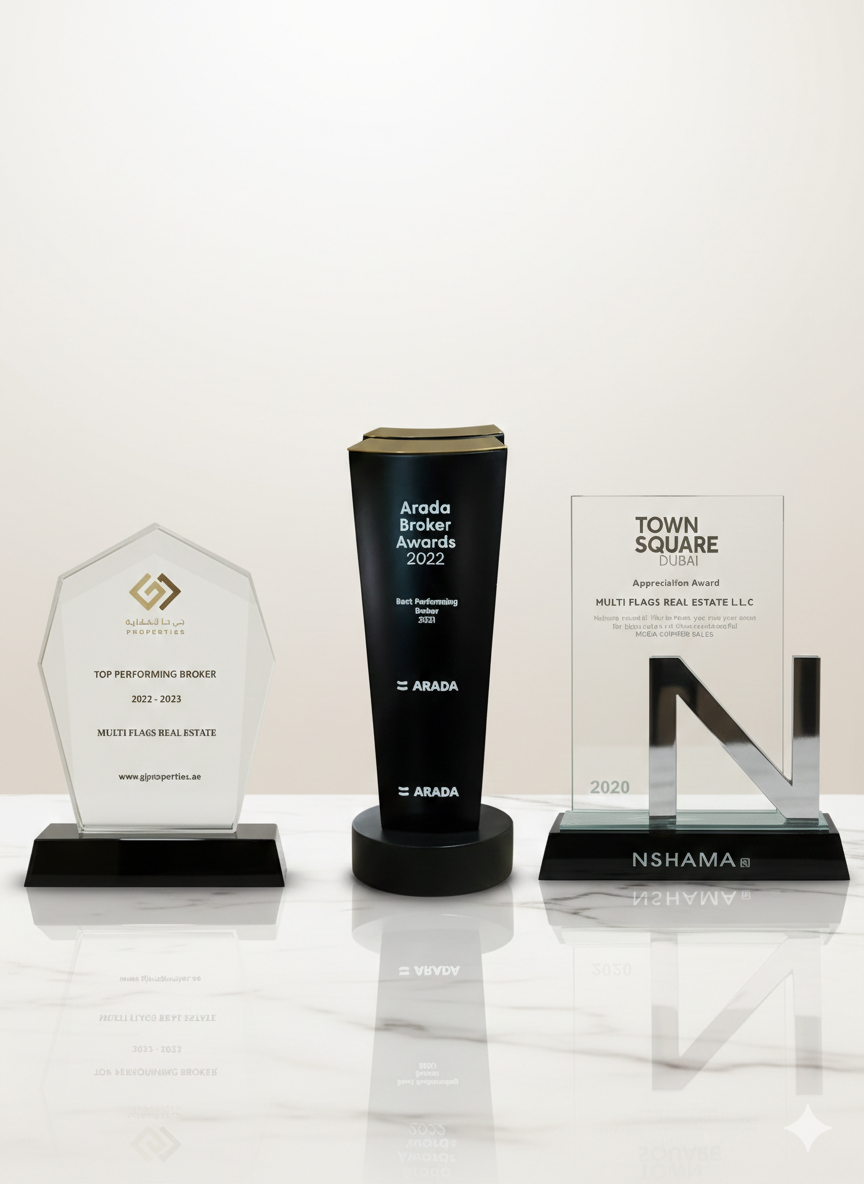 Three Real Estate Awards Trophies